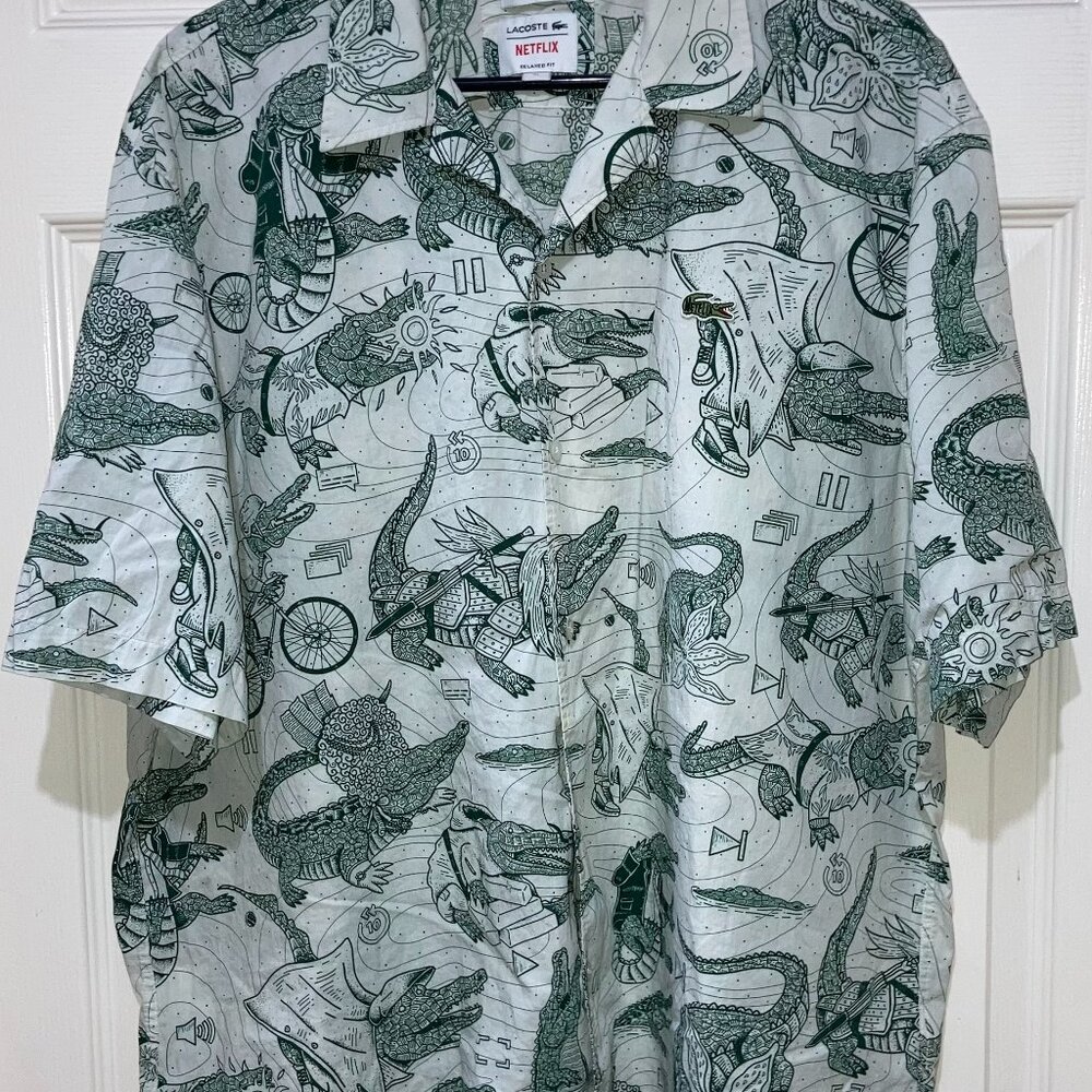 Unisex Lacoste x Netflix Short Sleeve Printed Shirt Size XL